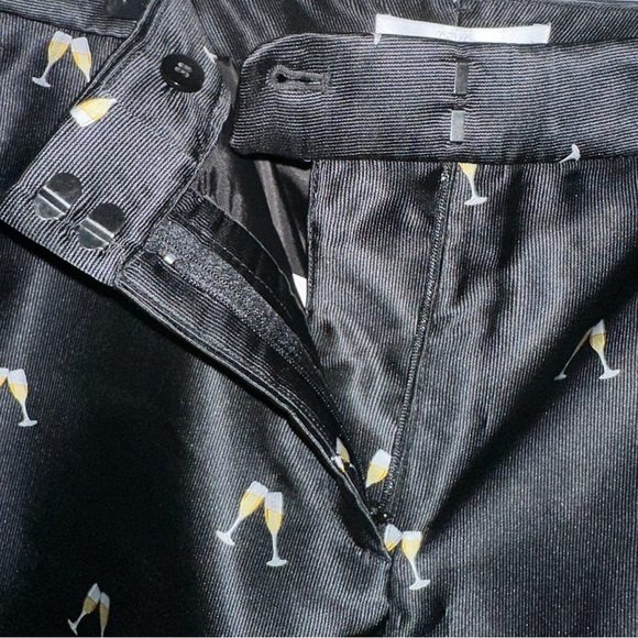 NWT New Years Champagne Glass RSVP by Talbots Jacquard Black/Gold Satin Pants 14 - Picture 5 of 7